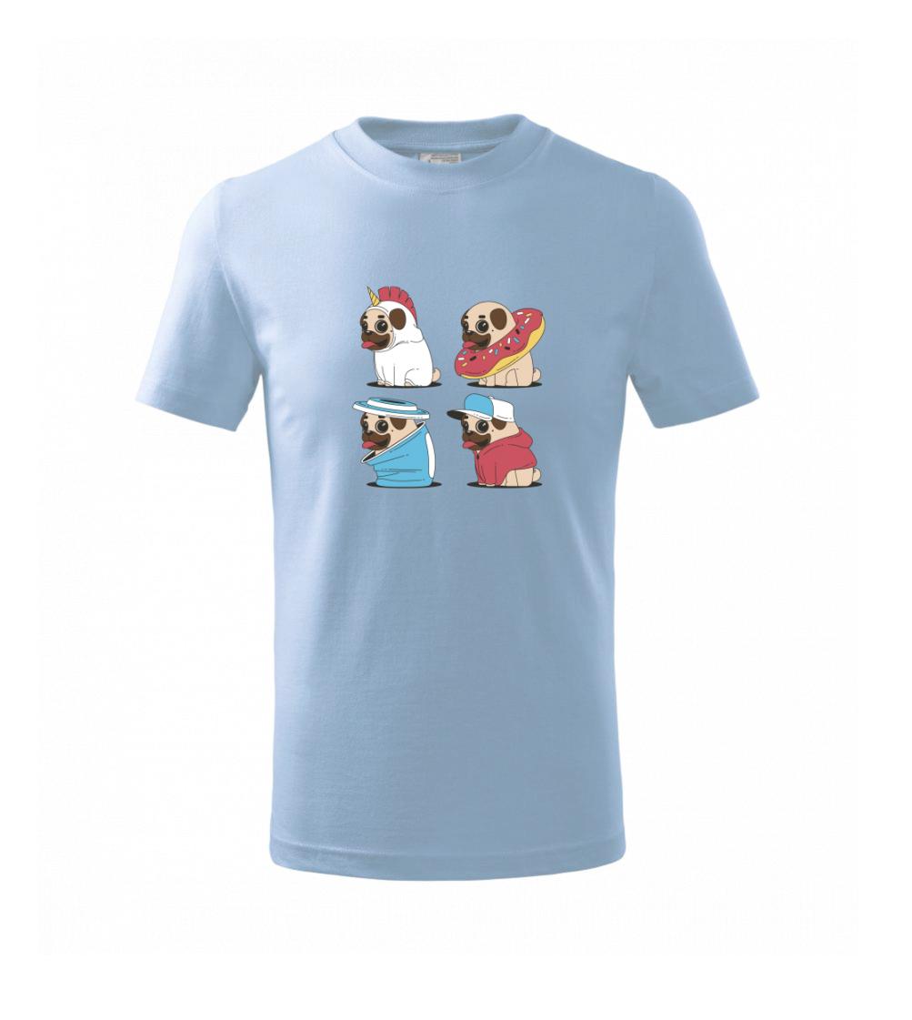 Mops na tričku - Mops v prevleku - Tričko detské bavlnené