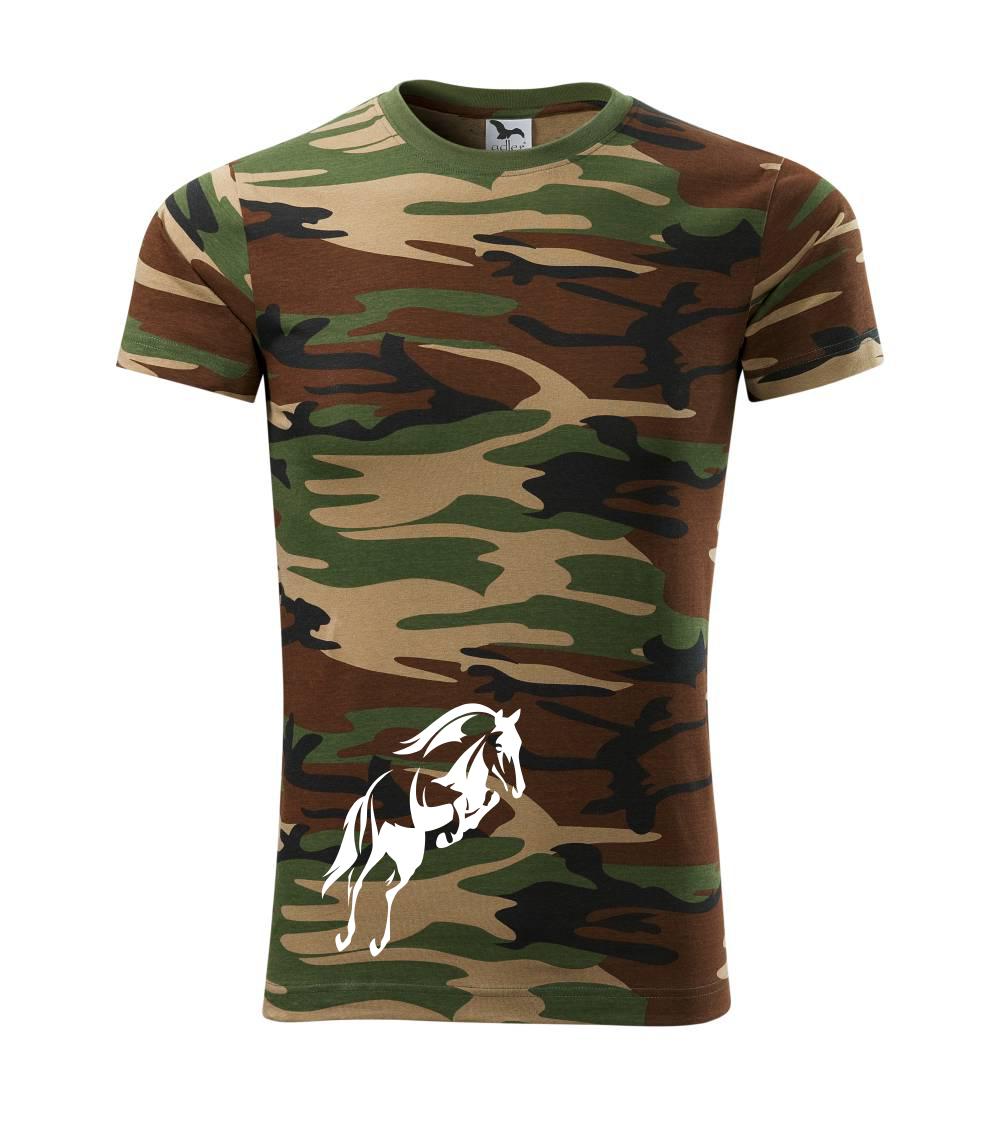 Tričká s koňmi - Kôň na zadných - Army CAMOUFLAGE
