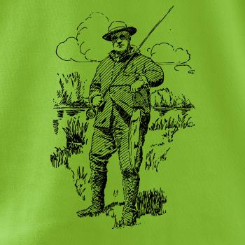 Kreslený rybár s úlovkom