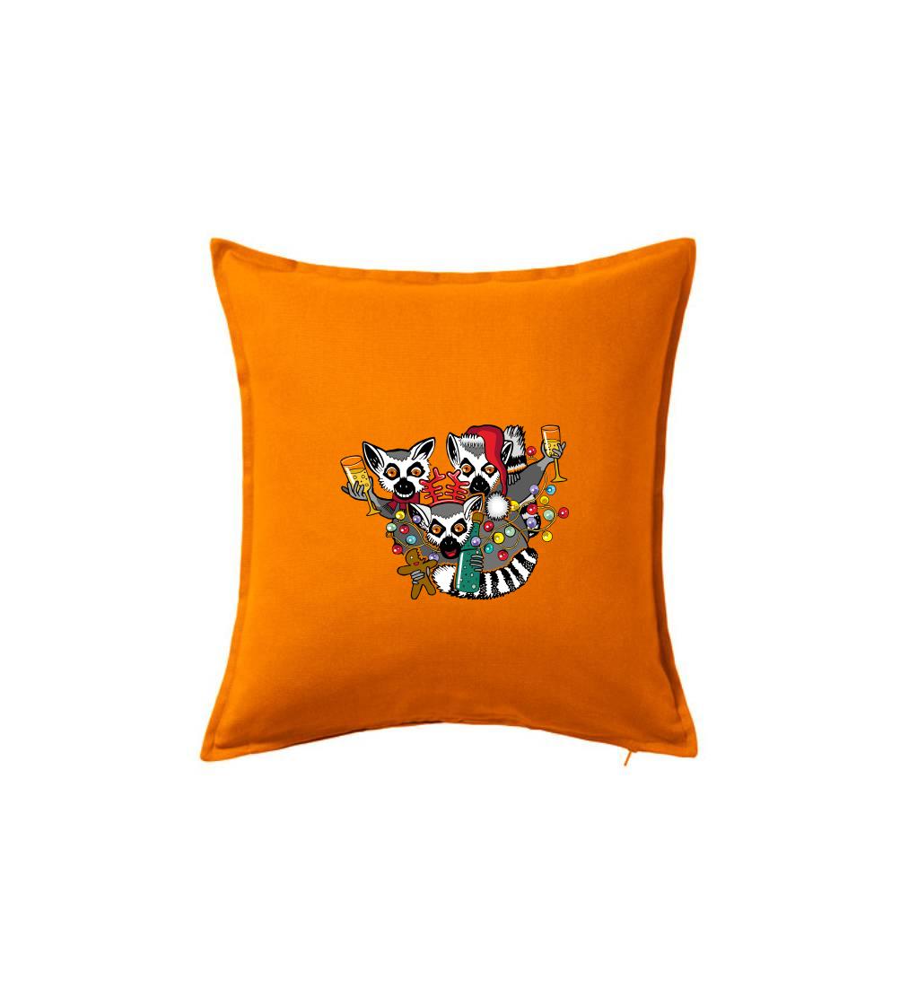 Tričká so zvieratami - Vianočné lemuríky (Pecka design) - Vankúš 50x50