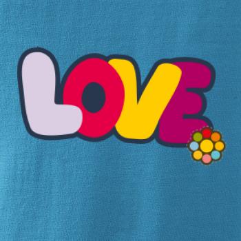 Love nápis s kvetinou