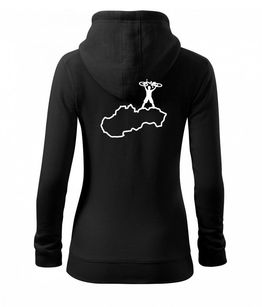Tričko ako darček pre cyklistu - Mapa SK - cyklista na prsiach - Mikina dámska trendy zipper s kapucňou