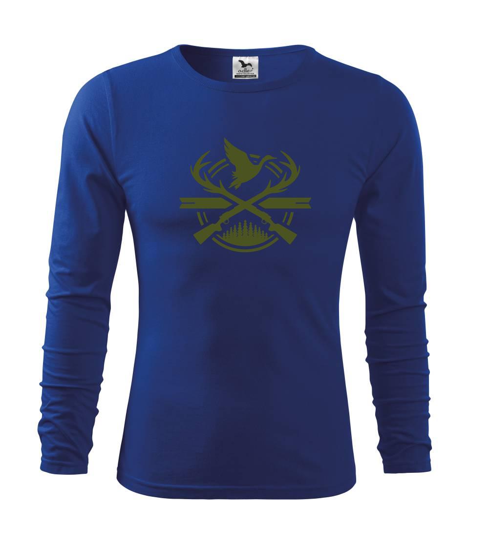 Tričká pre poľovníkov a drevorubačov - Lovec a kačice - zelený - Tričko detské Long Sleeve