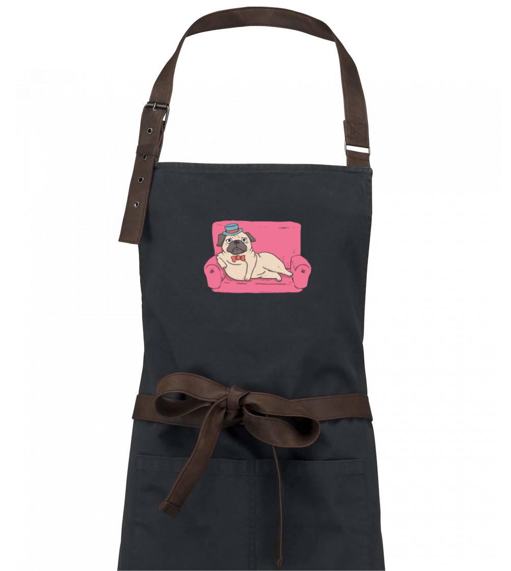 Mops na tričku - Mops na gauči - Zástera Vintage