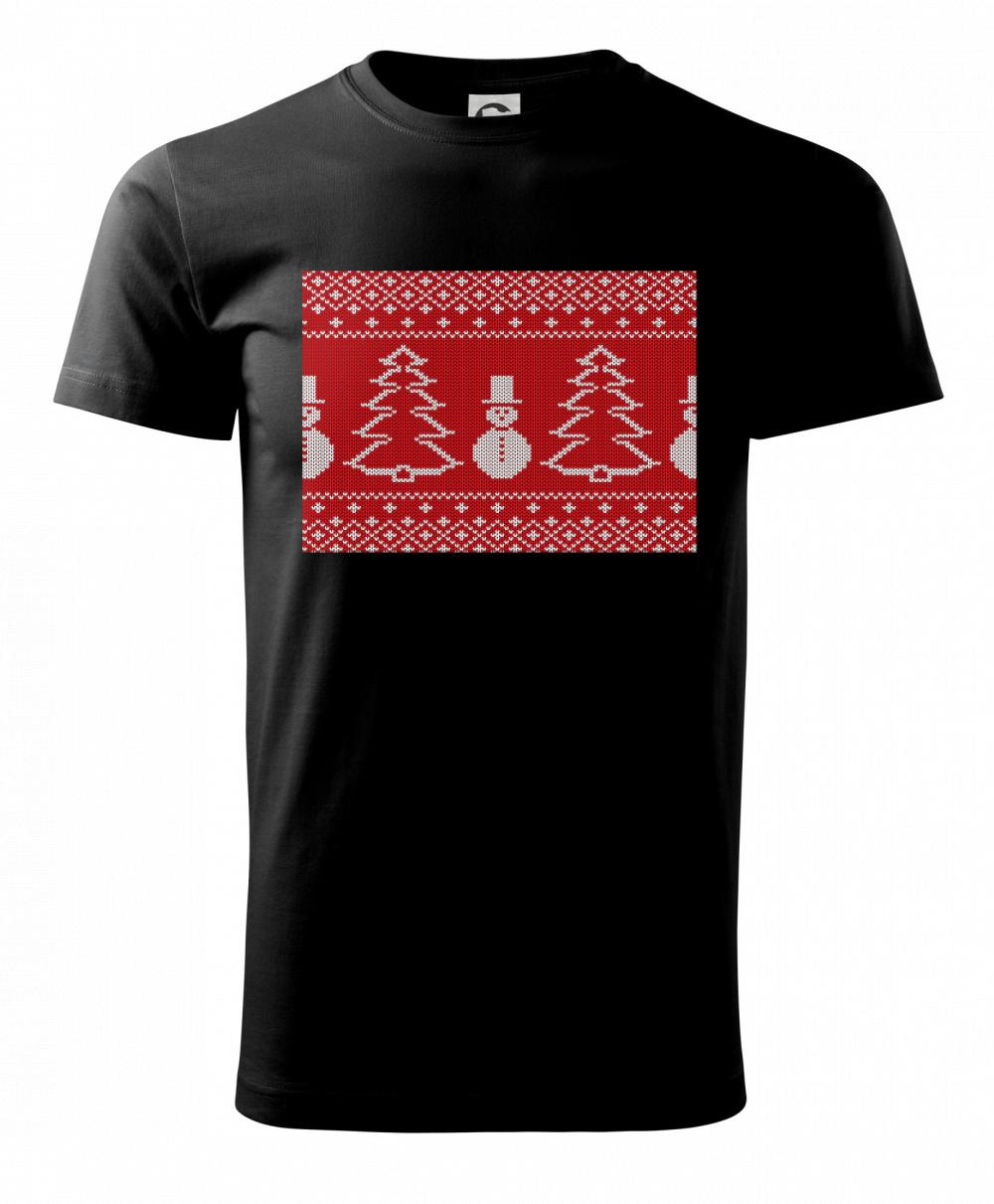 Lyže a Snowboard - Sveter snehuliak sa stromom - Tričko extra veľké  (5-8XL)