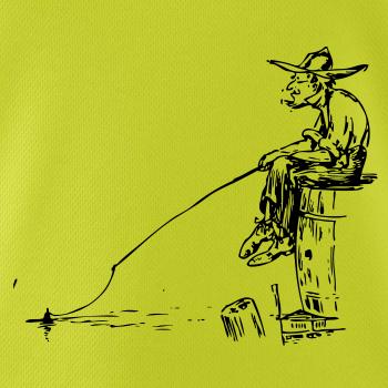 Kreslený rybár na pni Kreslený rybár na pni