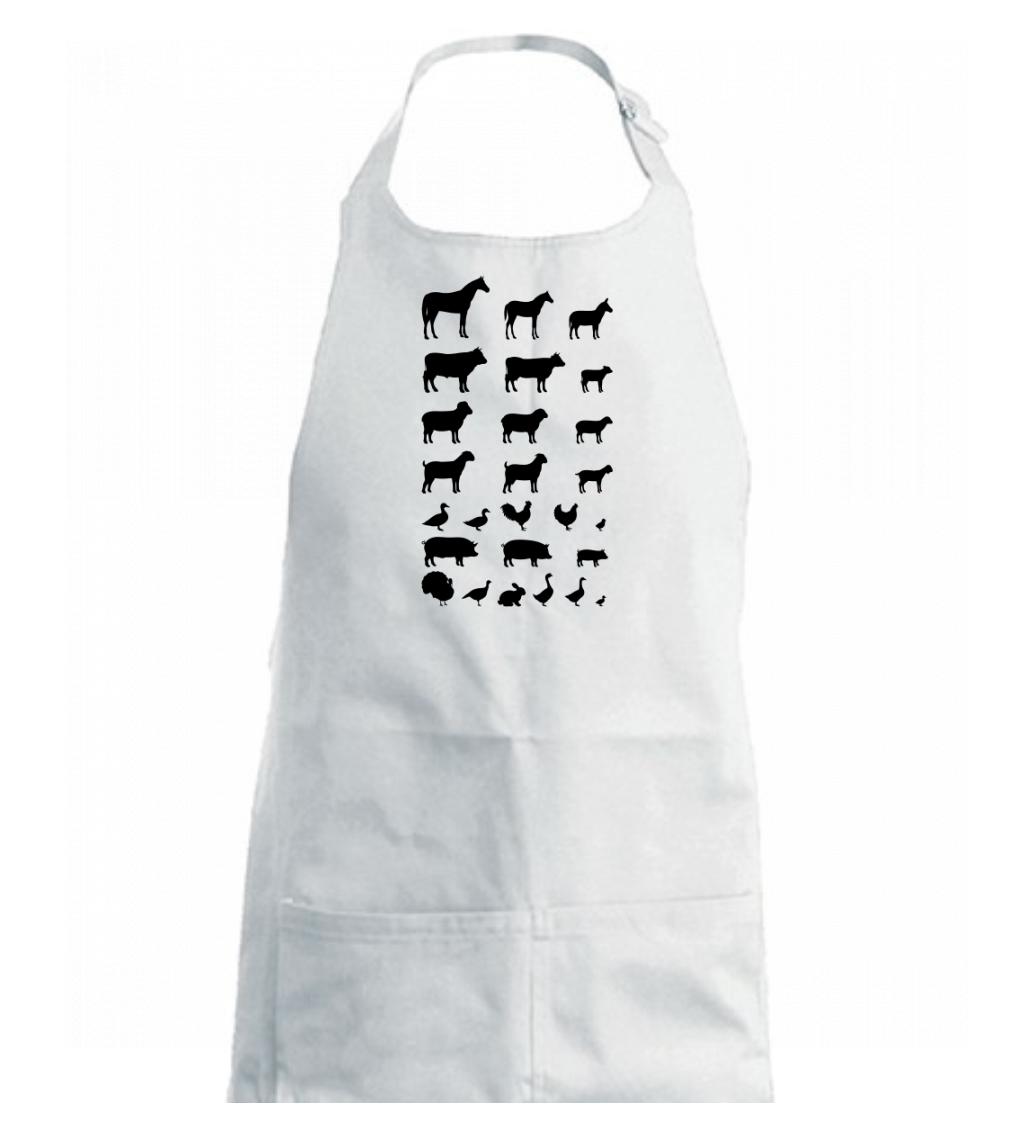 Tričká so zvieratami - Zvieratká z dediny - Dámska zástera na varenie