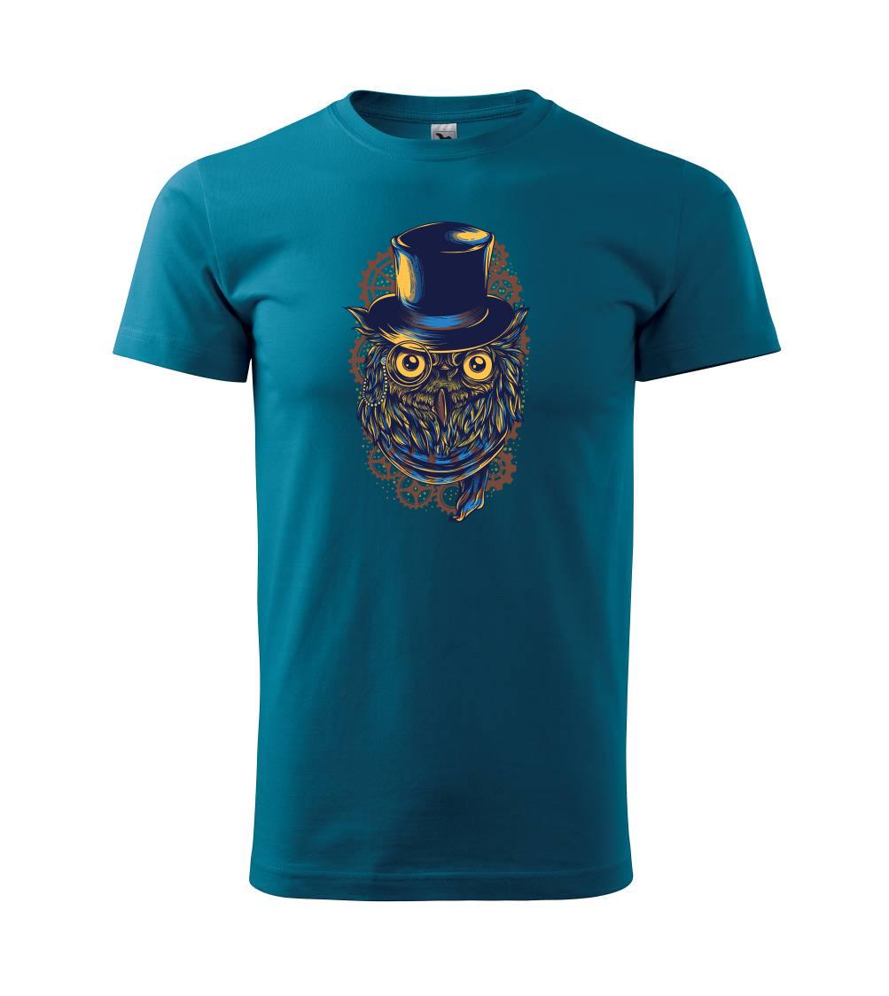 Tričko s motívmi vtákov - Steampunková sova - Klasické pánske tričko vyššej gramáže