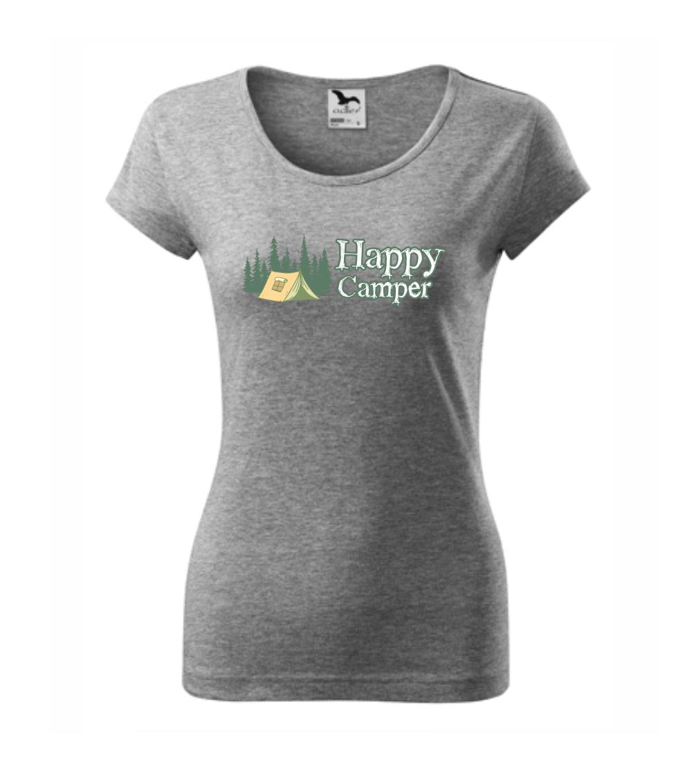 Trička pre cestovateľov - Happy camper - stan v lese - Dámske tričko Pure