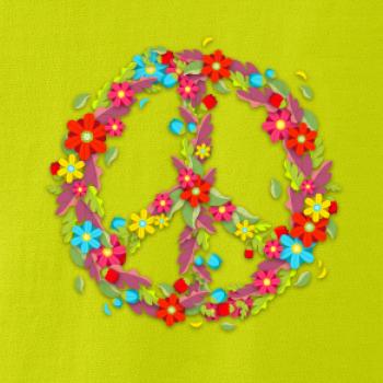 Peace symbol červené kvety