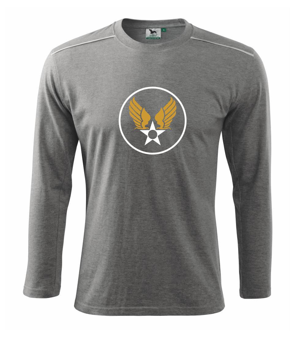 Vojenská tričká s potlačou - US Army Air Corps - zlatá - Tričko s dlhým rukávom Long Sleeve