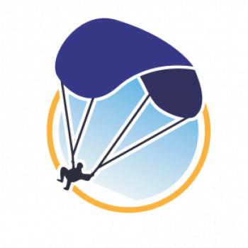 Paragliding modrý padák v kruhu