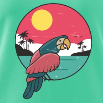 Papagáj v kruhu pri mori