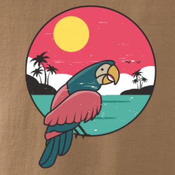 Papagáj v kruhu pri mori