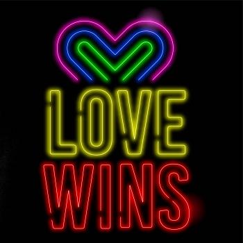 Neon sign love wins
