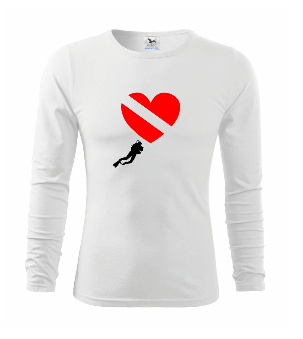 Potápačské tričká - Dive srdce - Tričko detské Long Sleeve