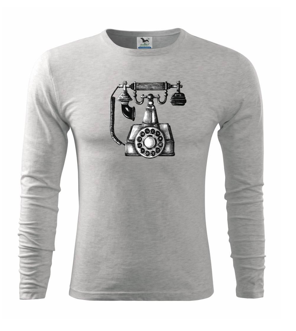 Grafické tričká - Telefón starý kreslený - Tričko s dlhým rukávom FIT-T long sleeve