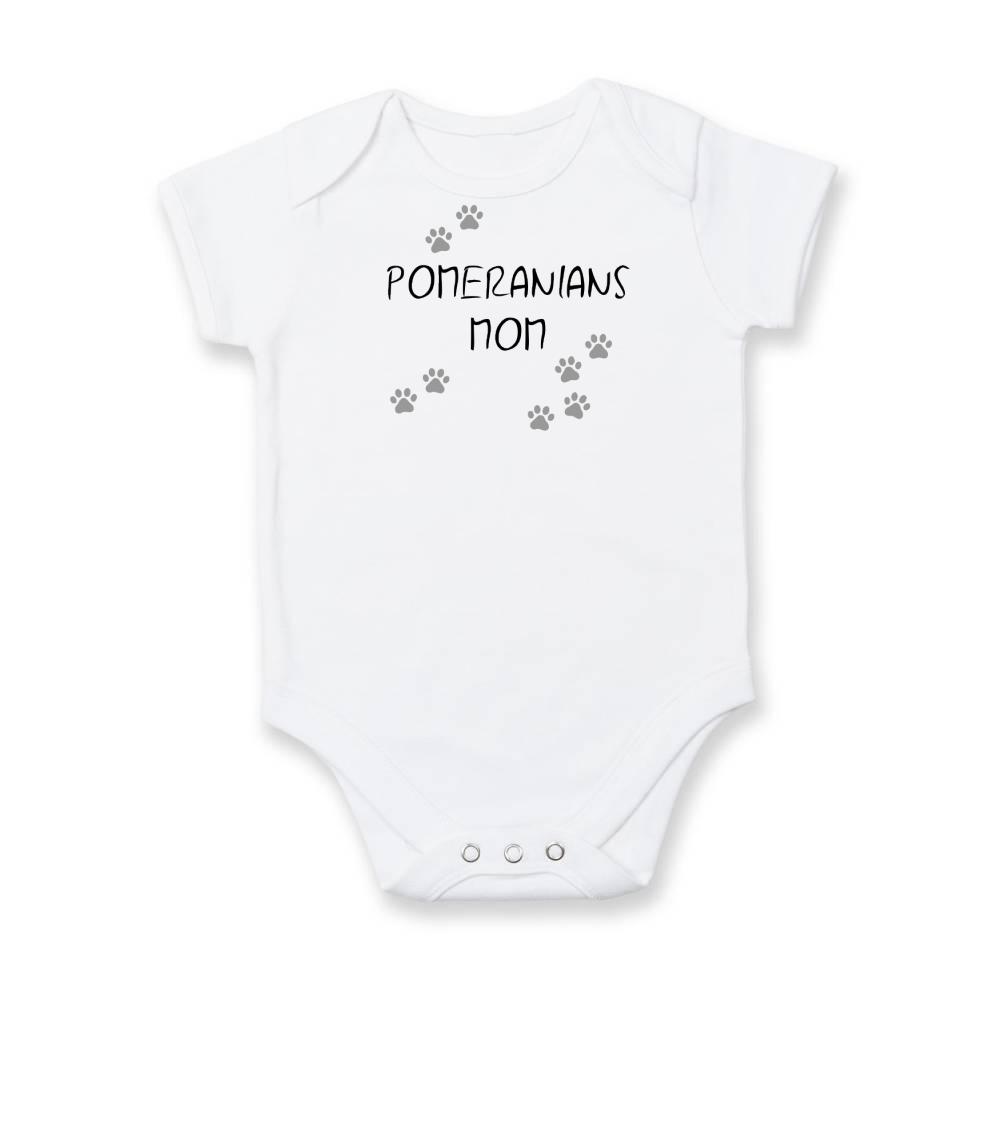 Ostatné psie plemená - Pomerian mom (Nemecký trpasličí špic)  (Reflexné labky) - Body dojčenské s krátkym rukávom