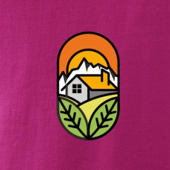 Chalupa pri západe slnka