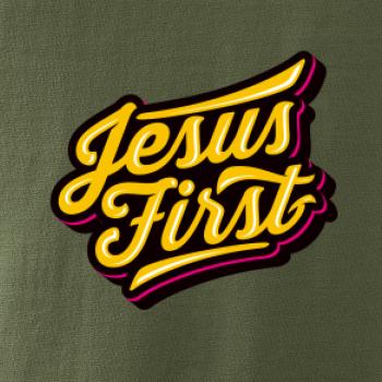 Jesus first žltý nápis Jesus first žltý nápis