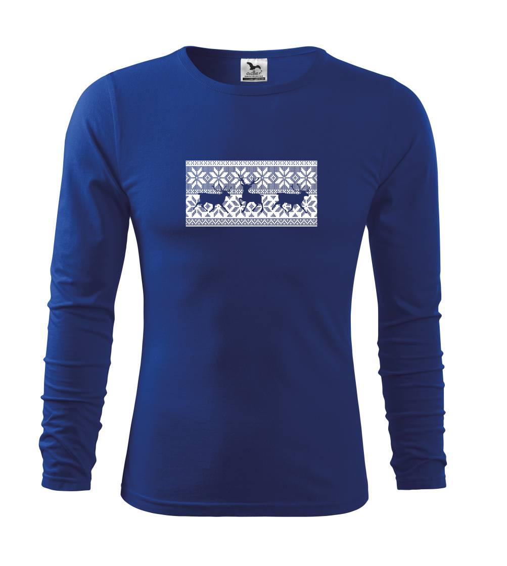 Vianočné tričká - Jeleň vo vianočnom vzore - Tričko detské Long Sleeve