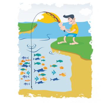 Rybár, ktorý má smolu farebný