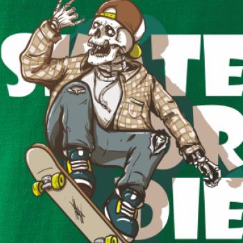 Skull riding skateboard