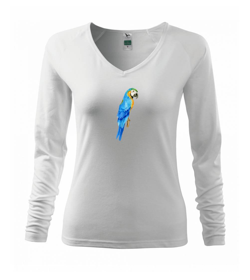 Tričká so zvieratami - Ara modrá kreslená - Tričko dámske Elegance