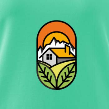 Chalupa pri západe slnka