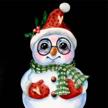 Snehuliak kreslený s okuliarmi