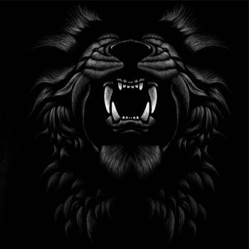 Ručne kreslená hlava leva so zubami Ručne kreslená hlava leva so zubami