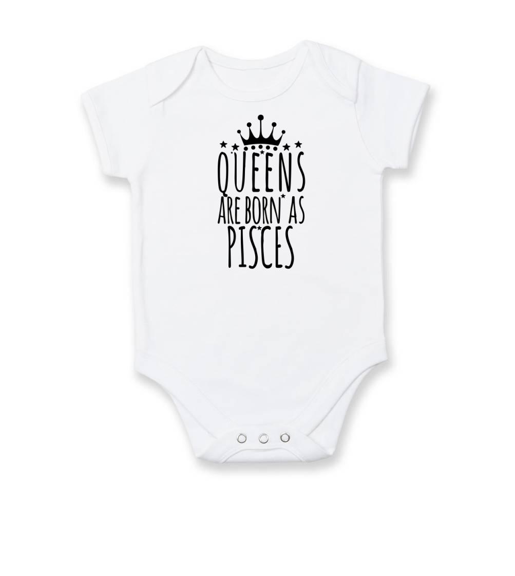 Tričká ryby - Queens are born as Pisces - Ryby - Body dojčenské s krátkym rukávom