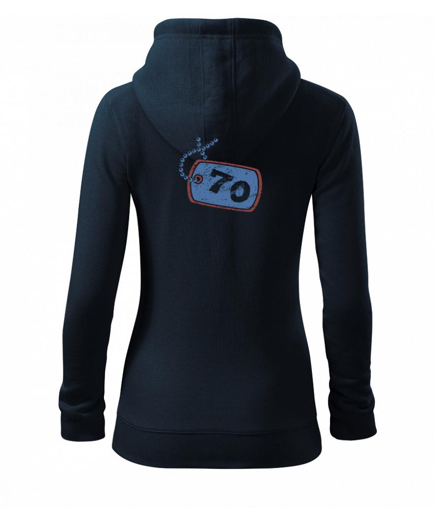 Tričká k narodeninám - 70 na krku - Mikina dámska trendy zipper s kapucňou