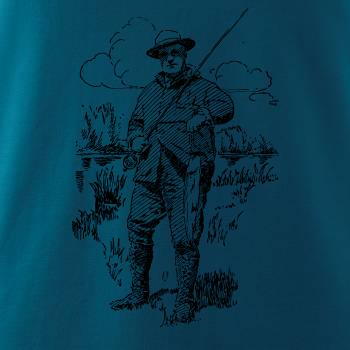 Kreslený rybár s úlovkom