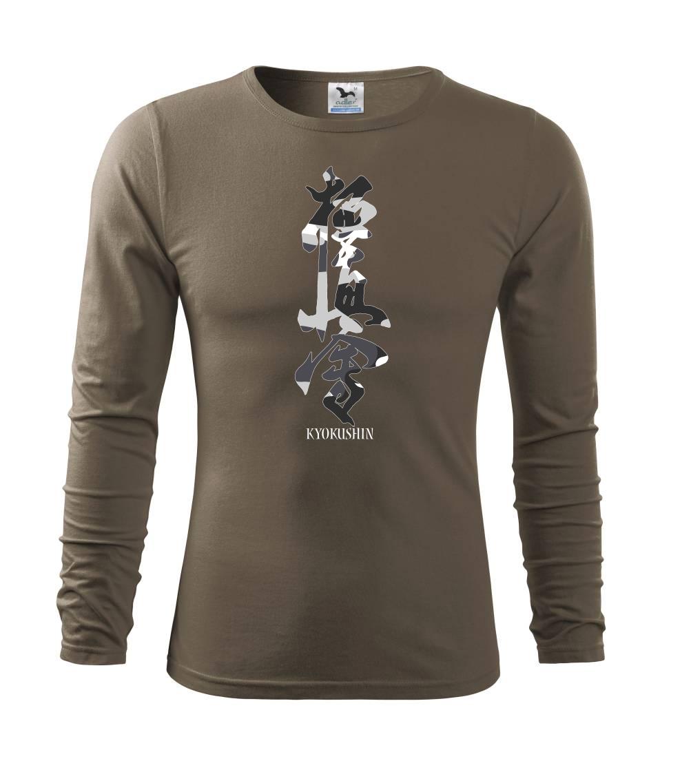 Tričká Karate - Kyokushin maskáčový nápis - Tričko s dlhým rukávom FIT-T long sleeve
