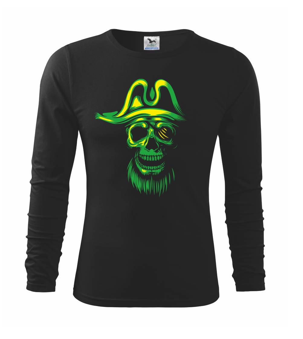 Grafické tričká - Green Pirate skull - Tričko detské Long Sleeve