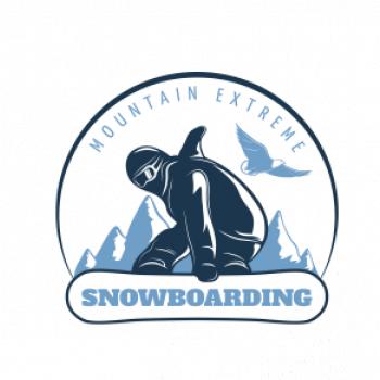 Mountain extreme snowboarding okrúhle