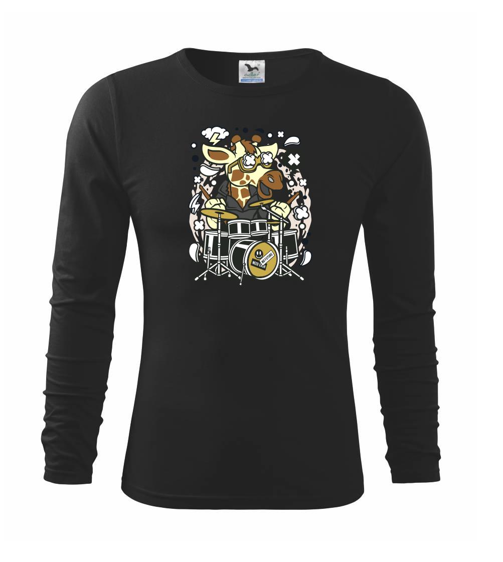 Hudobné tričká - Žirafa bubeník - Tričko detské Long Sleeve