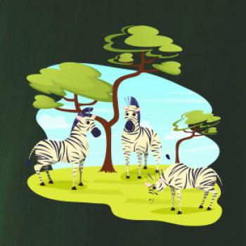 Zebry pod stromom