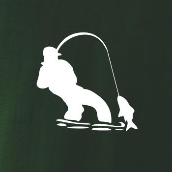 Rybár ťahajúce rybu