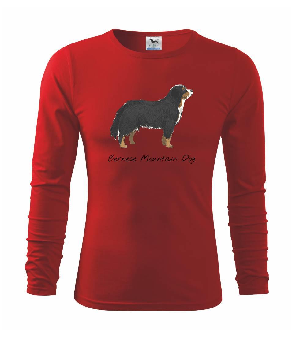 Bernský salašnícky pes na tričku - Bernese mountain dog kreslený - Tričko detské Long Sleeve
