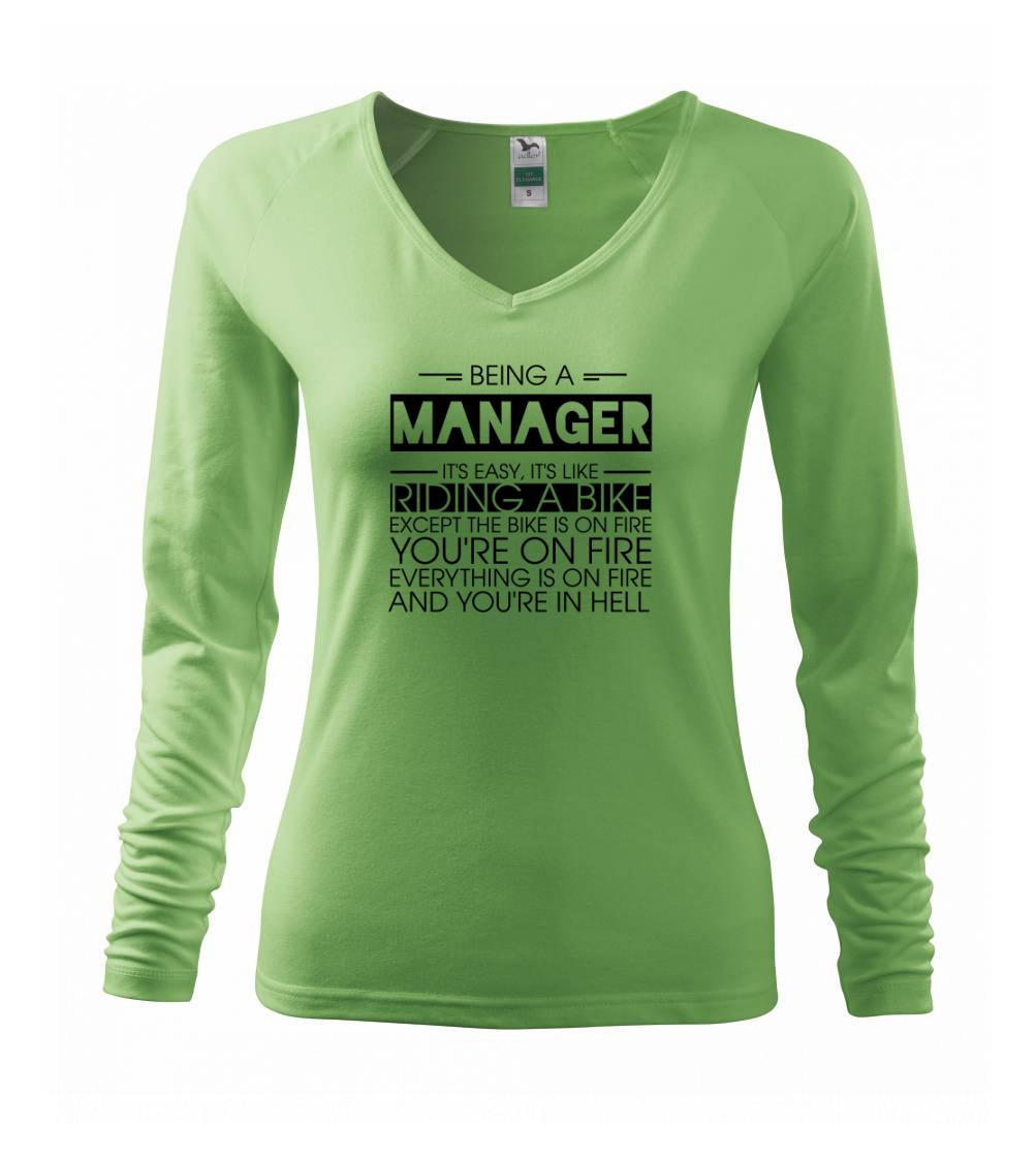 Vtipné tričká do práce - Being a manager - bike - Tričko dámske Elegance
