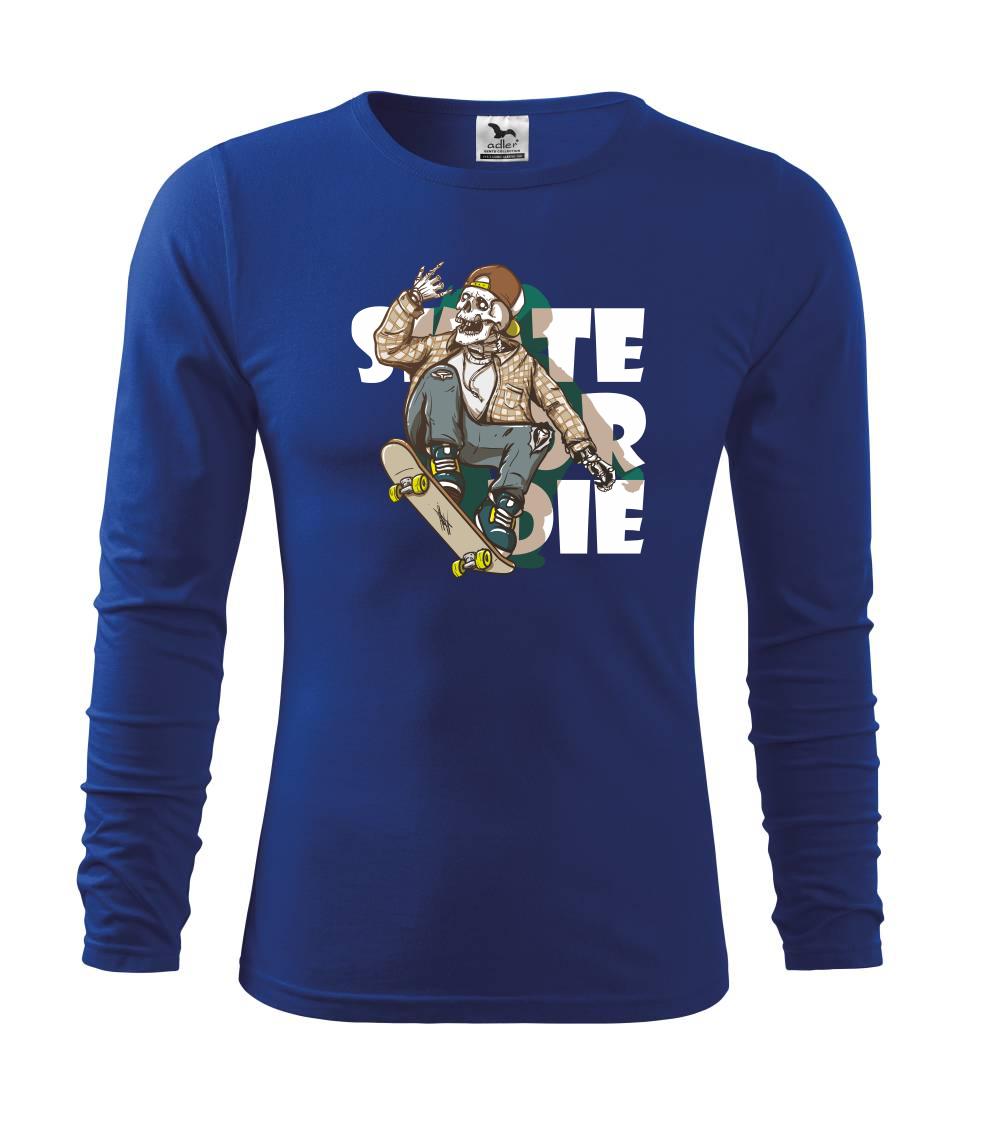 Longboard a Skatebord - Skull riding skateboard - Tričko detské Long Sleeve