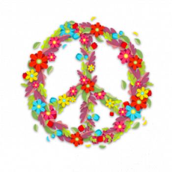 Peace symbol červené kvety