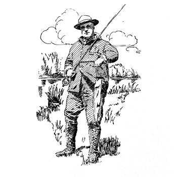 Kreslený rybár s úlovkom