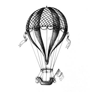 Teplovzdušný balón kreslený Teplovzdušný balón kreslený