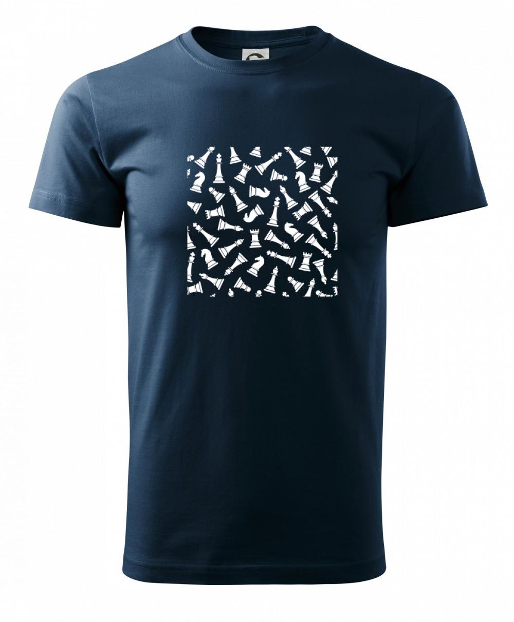 Tričká pre hráčov - Šachové figúrky vo štvorci - Tričko extra veľké  (5-8XL)