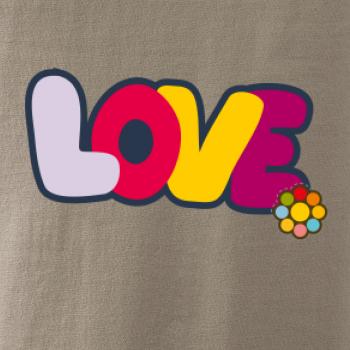 Love nápis s kvetinou