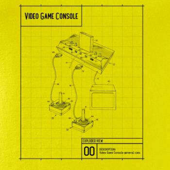 Nákres video game console s joystickom