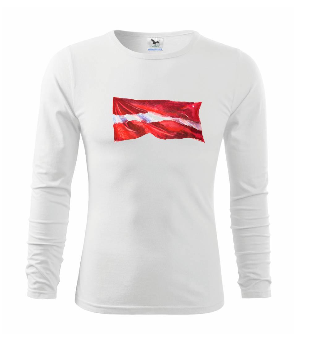Motívy štátnych vlajok - Lotyšsko vlajka vejúca - Tričko detské Long Sleeve